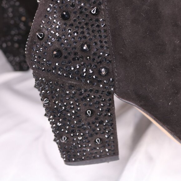 Zara Black Studded Embellished Block Heel Ankle Boots Booties Size 38 - Picture 12 of 14